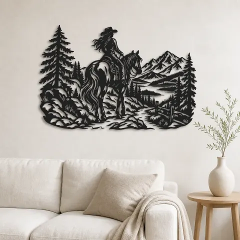 Rider on Trail Metal Wall Art | Equestrian Wall Decor
