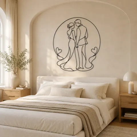 Vue alternative de Décoration murale en métal "Silhouette Main dans la Main" | Décor de Couple Romantique