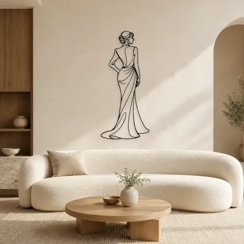 Décoration murale en métal "Pose de Dos Confiant" | Décor de Figure de Mode