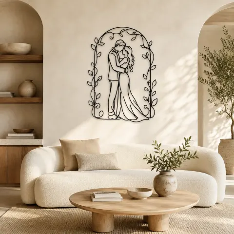 Décoration murale en métal Couple Sous l'Arche Romantique | Décor Couple Romantique