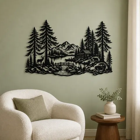 Vue alternative de Tall Cedar Grove Metal Wall Art | Botanical Metal Wall Decor