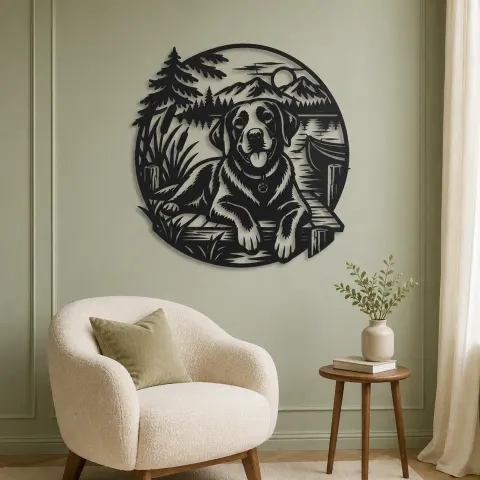 Vue alternative de Labrador Lakeside Metal Wall Art | Pet Lover Silhouette Decor