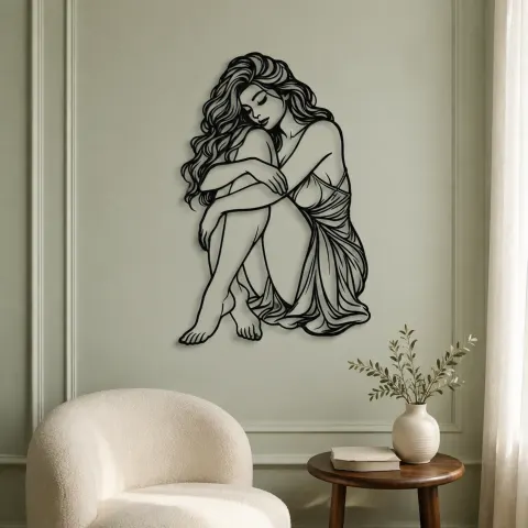 Vue alternative de Curled Resting Pose Metal Wall Art | Movement Silhouette Decor