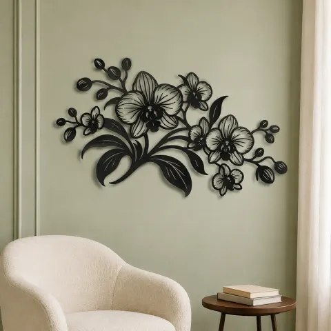 Vue alternative de Orchid Elegance Metal Wall Art | Botanical Metal Wall Decor