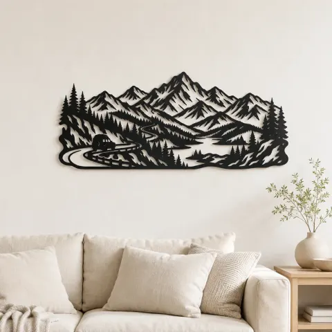 Mountain Road Journey Metal Wall Art | Travel and City Wall Decor