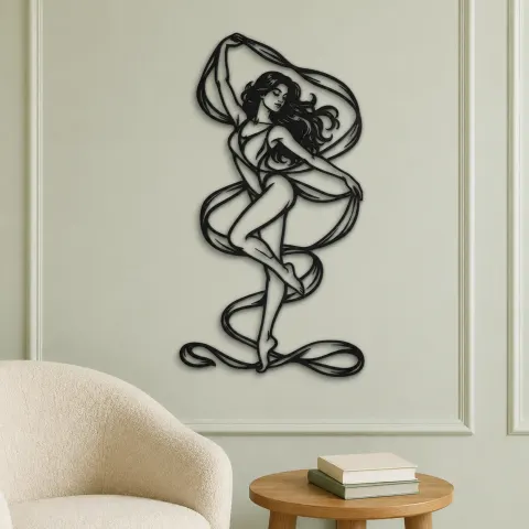 Vue alternative de Silk Ribbon Pose Metal Wall Art | Movement Silhouette Decor