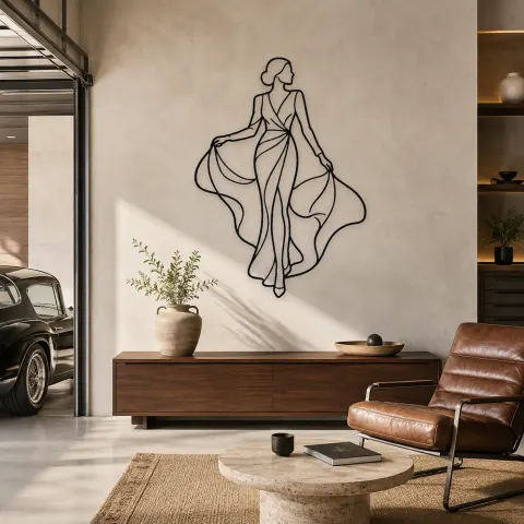 Marche avec écharpe en soie | Décoration murale en métal