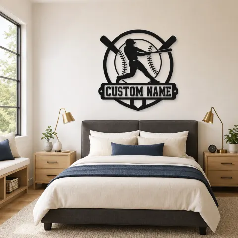 Vue alternative de Décoration murale en métal personnalisée avec battes croisées de batteur de baseball