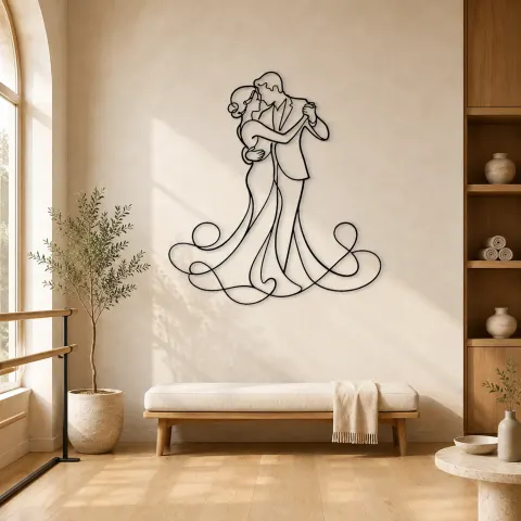 Décoration murale en métal "Paire de Danse Lente" | Décor couple romantique
