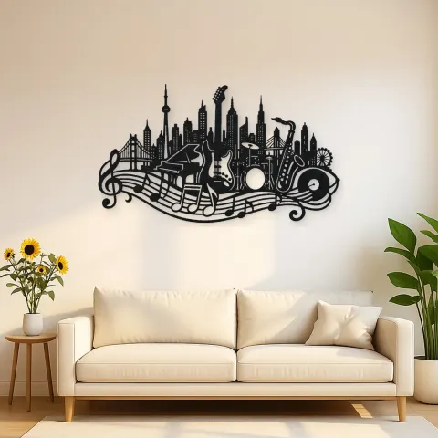 Musical City Skyline Metal Wall Art | Travel and City Wall Decor