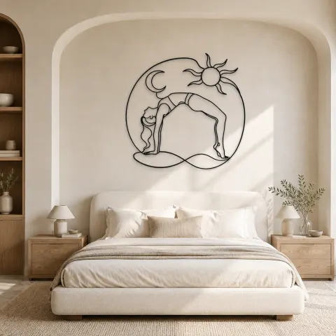 Vue alternative de Décoration murale en métal Wheel Pose Energy | Décor mural pour le yoga et la méditation