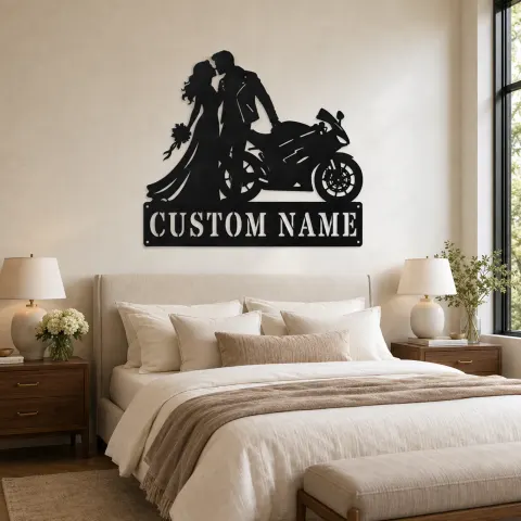 Vue alternative de Décoration murale en métal personnalisée Mariage de Motards