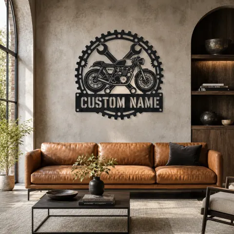 Vue alternative de Décoration murale en métal personnalisée Café Racer avec clés croisées