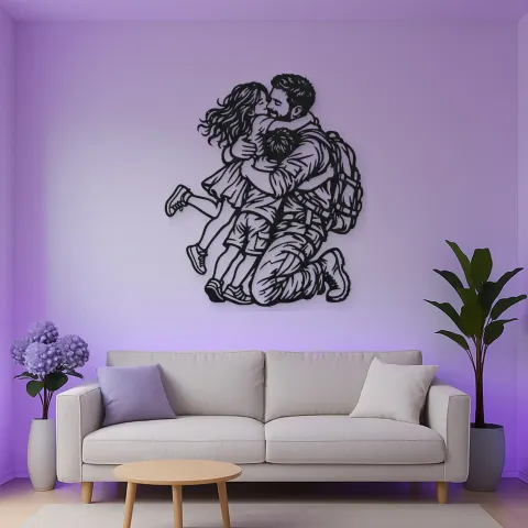 Homecoming Family Hug Metal Wall Art | Family Silhouette Decor alternative Ansicht