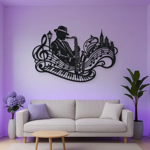 Saxophone Jazz Flow Metal Wall Art | Music Room Wall Decor alternative Ansicht
