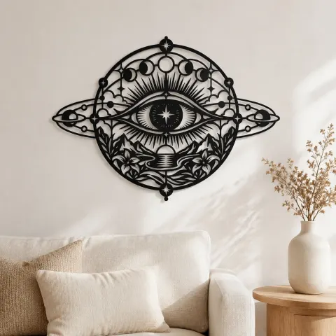 Cosmic Eye Symbol Metal Wall Art | Spiritual Boho Metal Decor