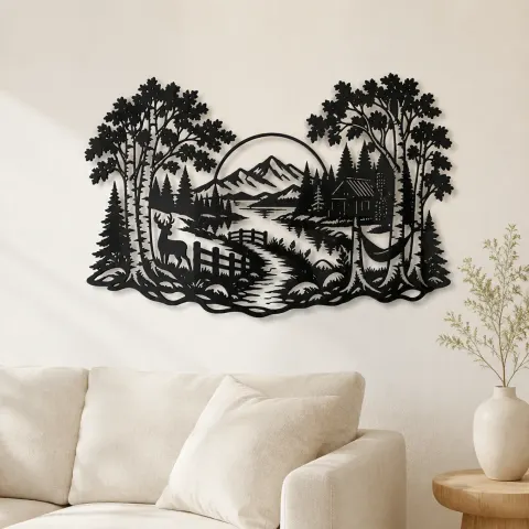 Birch Tree Path Metal Wall Art | Botanical Metal Wall Decor