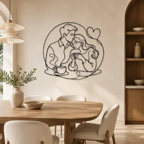 Vue alternative de Décoration murale en métal "Couple du matin" | Décor romantique couple