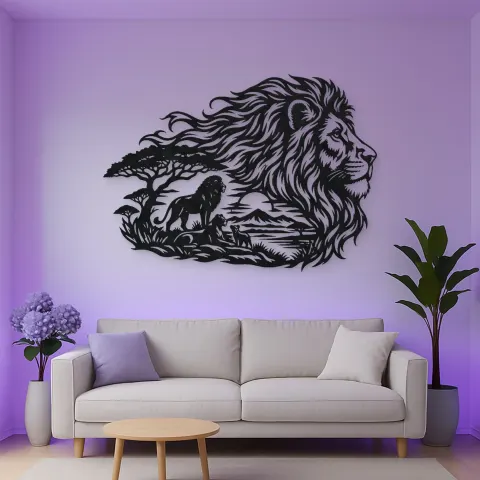 Lion Head Flow Metal Wall Art | Wildlife Silhouette Decor alternative Ansicht