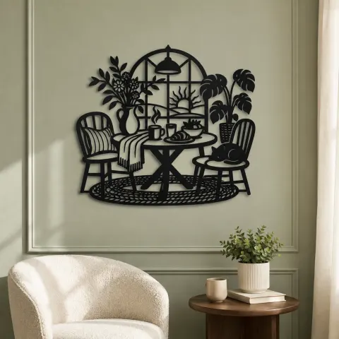 Vue alternative de Breakfast Table Moment Metal Wall Art | Cozy Home Metal Decor