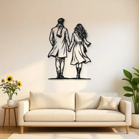 Evening Stroll Couple Metal Wall Art | Romantic Couple Decor