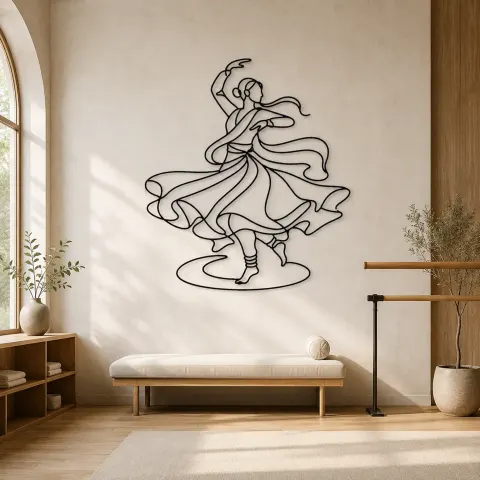 Décoration murale en métal Kathak Spin | Décor mural silhouette de danse