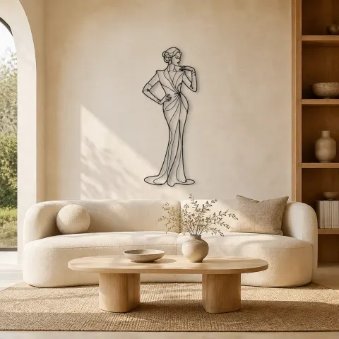 Décoration murale en métal Pose de Gant de Soirée | Décor de Figure de Mode