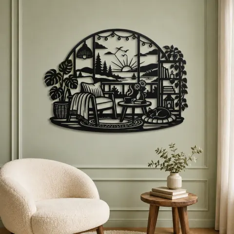 Cozy Home Horizon Metal Wall Art | Nature Silhouette Decor alternative Ansicht