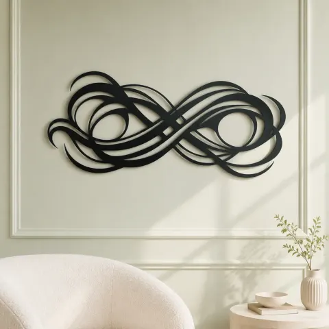 Vue alternative de Interwoven Wave Ribbons Metal Wall Art | Modern Abstract Metal Decor