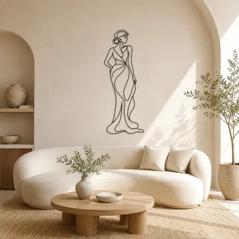Décoration murale en métal Modèle S Courbe Féminin | Décor de Figure de Mode
