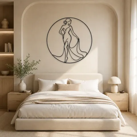 Vue alternative de Silhouette dans un cercle | Décoration murale en métal