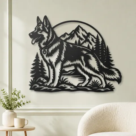 Vue alternative de German Shepherd Profile Metal Wall Art | Pet Lover Silhouette Decor