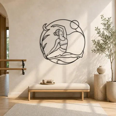 Décoration murale en métal Pose de Canne à Sucre | Décor mural Yoga et Méditation