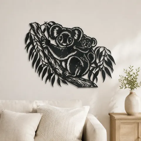 Koala Eucalyptus Metal Wall Art | Wildlife Silhouette Decor