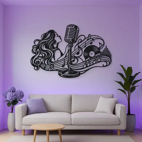 Vista alternativa de Microphone Melody Metal Wall Art | Music Room Wall Decor