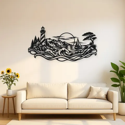 Lighthouse Coastline Metal Wall Art | Coastal and Nautical Wall Decor