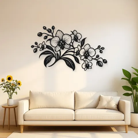Orchid Elegance Metal Wall Art | Botanical Metal Wall Decor