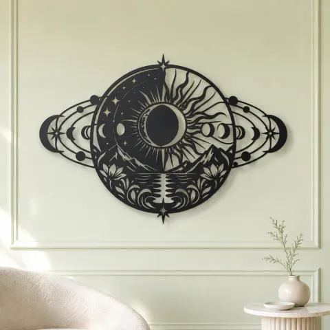 Vue alternative de Eclipse Harmony Metal Wall Art | Celestial Boho Wall Decor