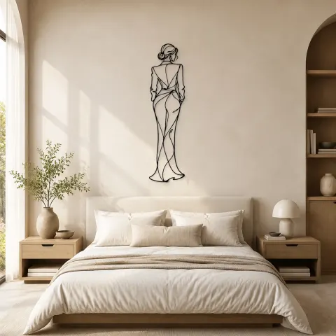 Vue alternative de Silhouette Sophistiquée de Dos en Métal | Décoration Murale Figure de Mode