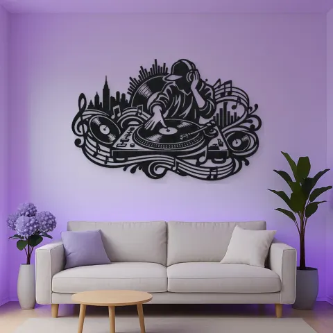 Vista alternativa de Turntable Groove Metal Wall Art | Music Room Wall Decor