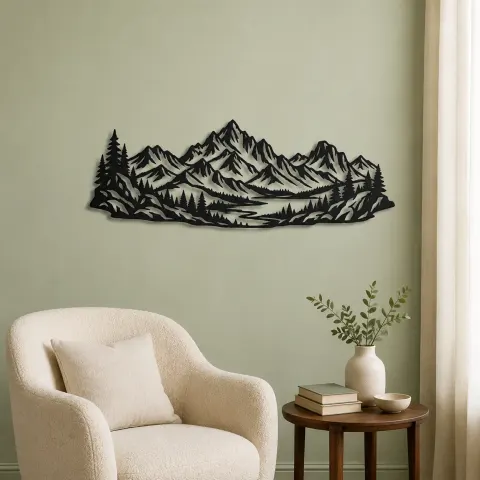 Vue alternative de Rocky Ridge Panorama Metal Wall Art | Nature Silhouette Decor