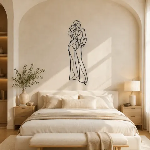 Vue alternative de Décoration murale en métal Femme en Costume Sur Mesure | Décor mural Figure de Mode