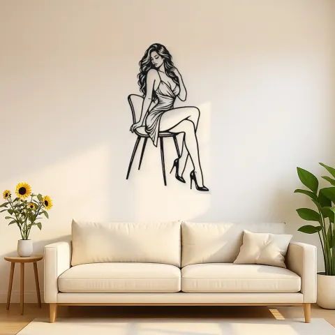 Sensual Chair Pose Metal Wall Art | Movement Silhouette Decor