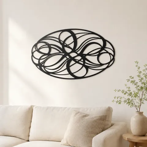 Woven Oval Network Metal Wall Art | Modern Abstract Metal Decor