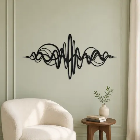 Vue alternative de Continuous Sound Wave Metal Wall Art | Music Room Wall Decor