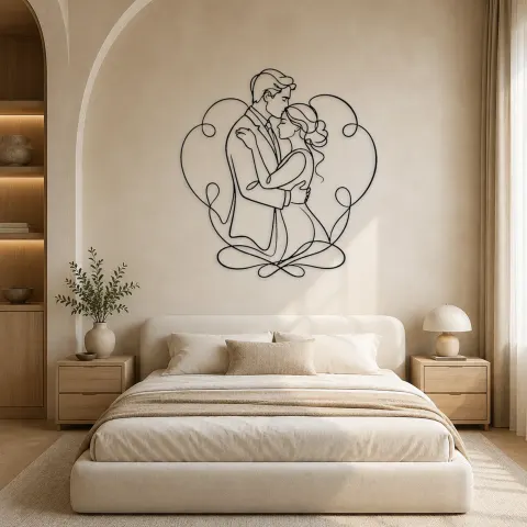 Vue alternative de Décoration murale en métal Couple S'embrassant le Front | Décor Romantique