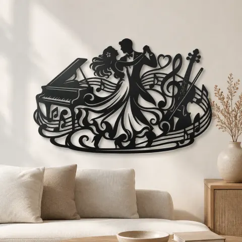 Dancing Couple Music Metal Wall Art | Romantic Couple Decor