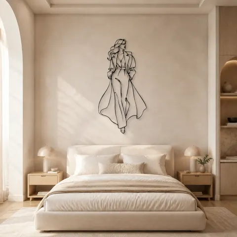 Vue alternative de Décoration murale en métal Silhouette de Manteau Long | Décor de Figure de Mode