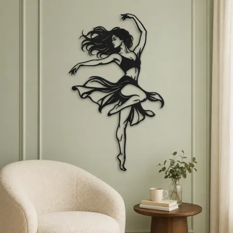 Vue alternative de Contemporary Dance Turn Metal Wall Art | Movement Silhouette Decor