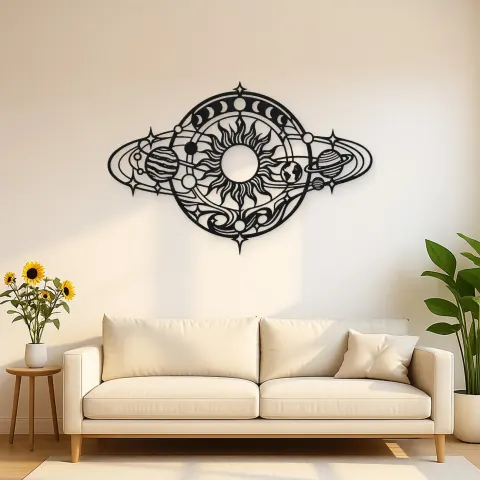Orbiting Planets Flow Metal Wall Art | Modern Abstract Metal Decor